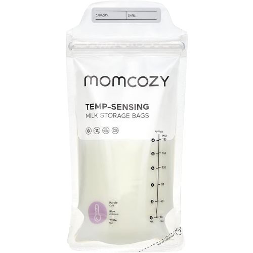 Momcozy Breastmilk Storing Bags, Temp-Sensing Discoloration Milk Storing Bags for Breastfeeding, Disposable Milk Storage Bag with 6 Ounce Self Standing, No-Leak Milk Freezer Storage Pouches, 120pcs