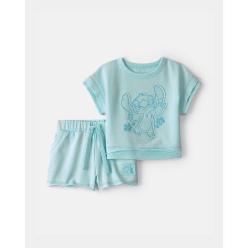 Baby Girl 2-Piece Disney© Lilo & Stitch French Terry Top & Short Set - Blue | Carter's