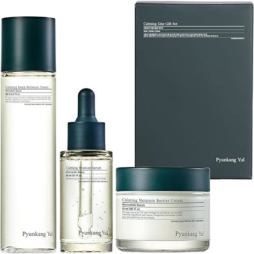 Pyunkang Yul Calming Line Gift Box Set-Korean Facial Skin Care Essential for Daily Moisturizing with Toner, Serum, Cream, Vegan & Cruelty Free