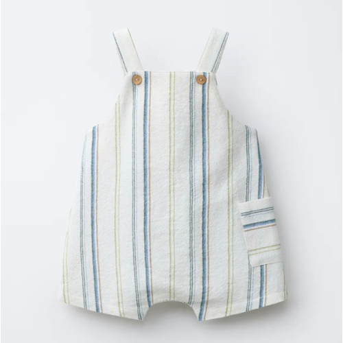 STRIPED OVERALL SHORTS - Ecru | ZARA United States