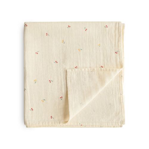 Organic Cotton Muslin Swaddle Blanket Cherries One Size