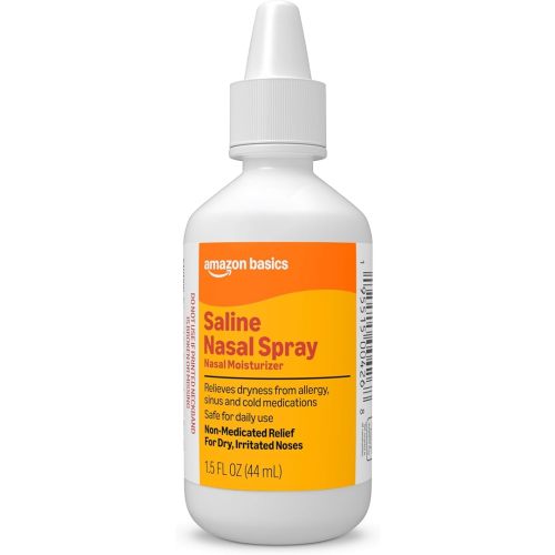 Amazon Basics Saline Nasal Moisturizing Spray, 1.5 fl oz (Pack of 1), Clear (Previously Care)