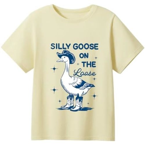 Toddler Boys Girls Shirt Silly Goose On The Loose Graphic Tee Tops Kids Funny Short Sleeve T-Shirt 2-7 Years