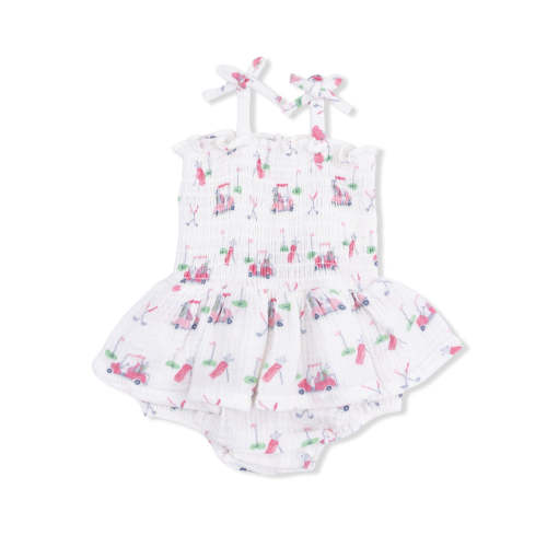 Smocked Bubble w/ Skirt, Baby Golf Carts Pink
