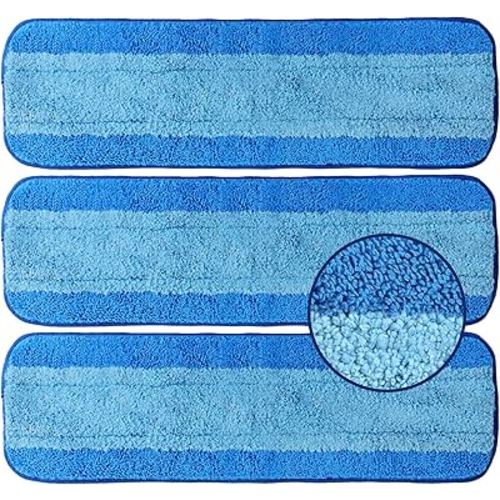 ZHAYAO 3 Pack Microfiber Cleaning Pads for Bona Mop, Reusable Microfiber Mop Pads for 18 Inch Mop, Hardwood & Hard Surface Floors Replacement Cleaning Mop Pads, Machine Washes