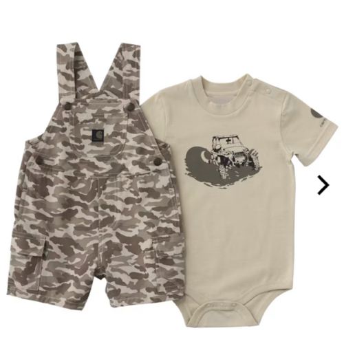 Carhartt Off-Road Graphic Short-Sleeve Bodysuit and Camo Shortalls 2-Piece Set for Babies | Bass Pro Shops