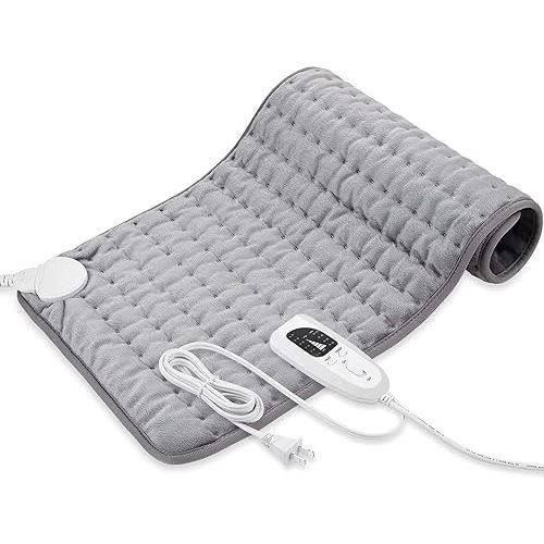 Heating Pad-Electric Heating Pad for Back,Neck,Abdomen,Moist Heated Pad for Shoulder,Knee,Hot Pad for Arms and Legs,Dry&Moist Heat & Auto Shut Off(Silver, 12''×24')