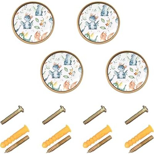 xigua 4 Pcs Baby Dragons Cabinet Knobs Round Zinc Solid, 1-1/4 Inch Decorative Cabinet Hardware Handles Knobs for Bathroom Cabinet, Dresser, Cupboard and Wardrobe
