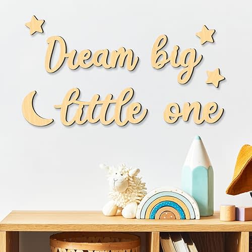 Xylolfsty Dream Big Little One Wall Decor Baby Room Decor Boho Moon Stars Wooden Sign Decoration Boys Girls Bedrooms Hang On Wall Art for Home Farmhouse Living Playroom 8PCS