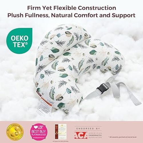 Momcozy Pioneering Safety Fence Nursing Pillow for Breastfeeding- Wider Feeding Pillows for More Support for Mom & Baby- Easier Nursing & Hand Free- Fit for All, Removable Cotton Cover