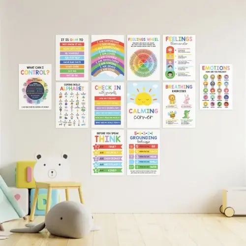 12 Pcs Calming Posters – ESL, Emotions Chart & Feelings Whee - TikTok Shop