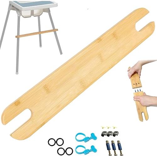 High Chair Foot Rest, Adjustable Natural Bamboo Foot Rest for Baby Feet, Detachable High Chair Accessories Footrest Compatible with IKEA Antilop Highchair