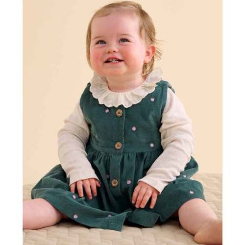Corduroy Pinnie & Headband Set Apple Broderie - Purebaby | Maisonette