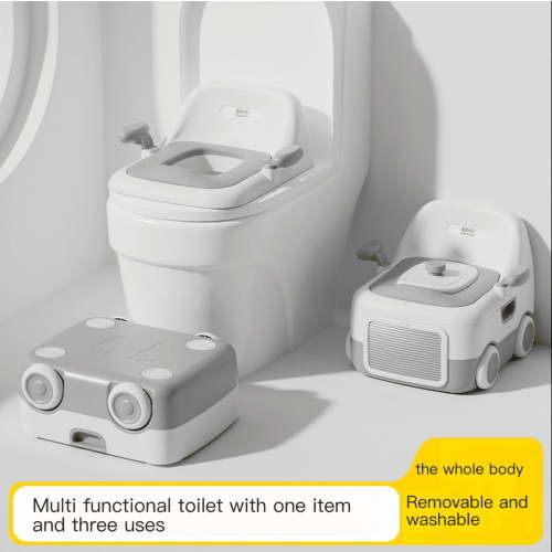3 in 1 Potty Training Toilet, Versatile Toilet (Chair, Seat, Step Stool), Easy to Clean Portable Detachable Potty Rrainer for Boys & Girls( Grey)