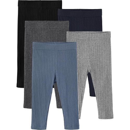 5 Pack Baby Girl Pants Infant Toddler Girl Leggings Ribbed Cotton Pants
