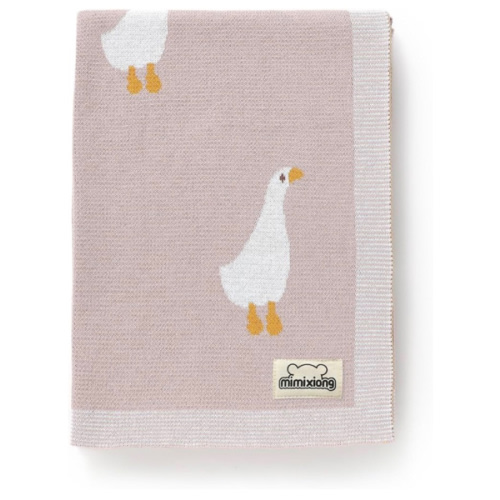 mimixiong Baby Blanket Knit Receiving Boys Girls Blanket Soft Cotton Neutral Blanke for Swaddle Crib Stroller with Cute Goose