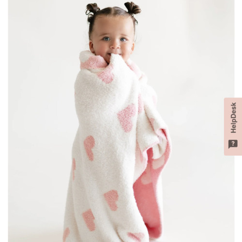 Baby Plush Throw Blanket in Pink Hearts – Silks