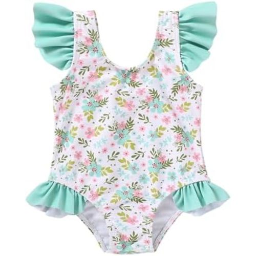 YOUNGER TREE Toddler Baby Girls Swimsuit Infant One Piece Bathing Suits Cute Dinosaur Beach Wear Sunsuit Ruffle Swimwear