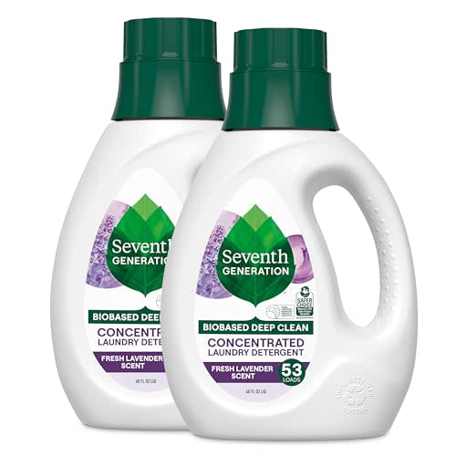 Seventh Generation Concentrated Laundry Detergent, Fresh Lavender scent, 40 oz, Pack of 2 (106 Loads)