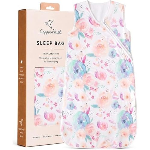 Copper Pearl Baby Sleep Sack, Bloom - Wearable Blanket for 0-6 Months, Sleeveless Sleep Sack for Baby Boy or Girl