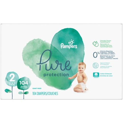 Pampers Pure Protection Diapers Size 2 104 Count
