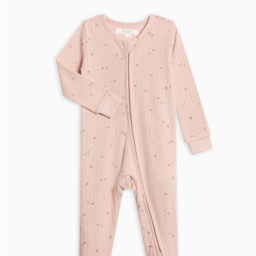 Maya Brushed Back Pointelle Footed Zipper Sleeper