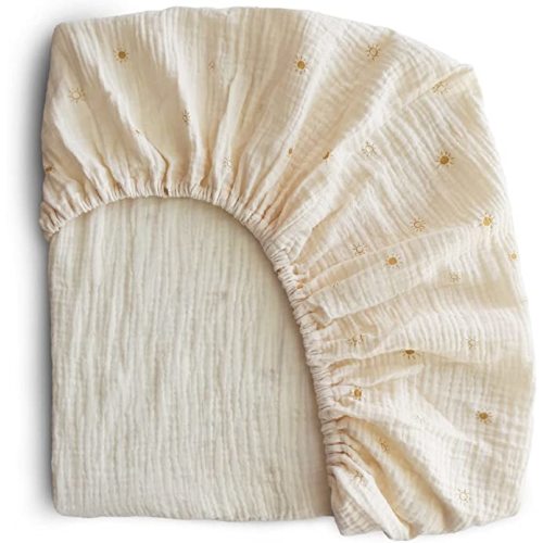 mushie Extra Soft Muslin Fitted MINI Crib Sheet | 24"x 38" (Sun)