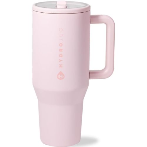 HydroJug Traveler 32oz, Insulated Tumbler with Handle & Straw, Pink Sand