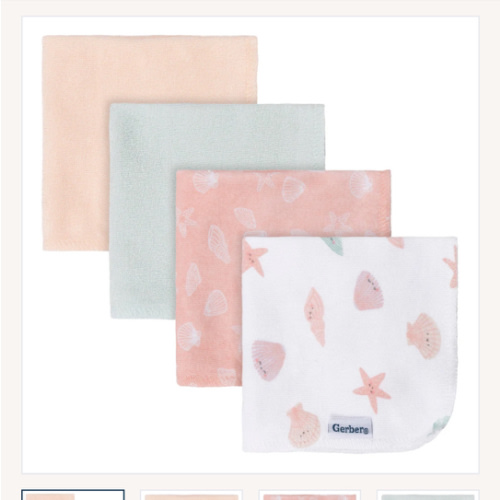 4-Pack Baby Girls She Sells Sea Shells Terry Washcloths – Gerber Childrenswear