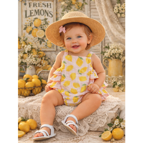Lemon Sorbet / Muslin Ruffle Sunsuit