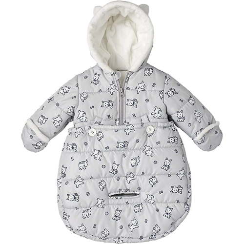 London Fog 0/6M Gray Snowsuit, Newborn Infant Baby Girl Boys Winter Puffer Carbag Pram Bag Bunting