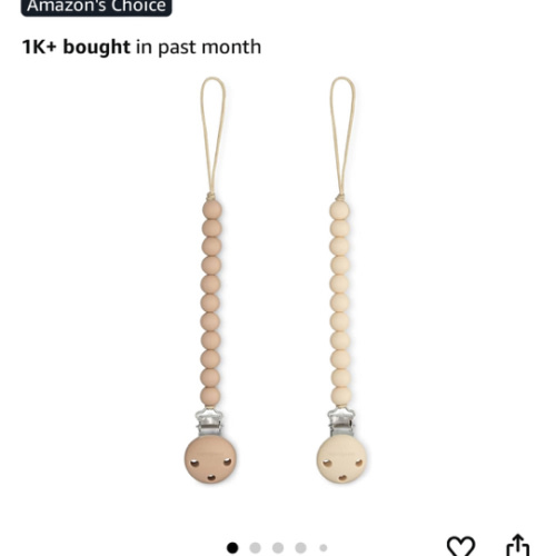 Comfy Cubs Pacifier Clips 2 Pack - 100% Food Grade Silicone Baby Pacifier Clips, BPA & PVC Free - CPSIA Certified, Lightweight and Flexible Baby Gifts - Beige & Light Beige