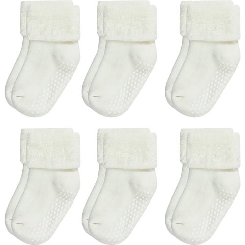VWU Baby Toddler Kids Ankle Crew Socks with Grips Unisex Warm Thick Cotton Winter Socks 0-10 Years 6/8 Pack