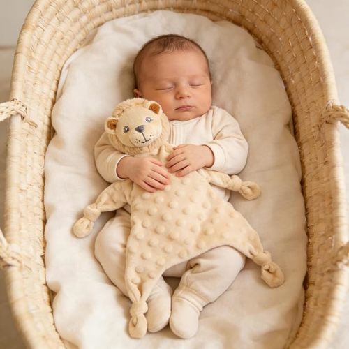 CREVENT Soft Plush Animal Face Security Blankets for Boys and Girls, Great Gifts for Birthday Baby Shower - Lion