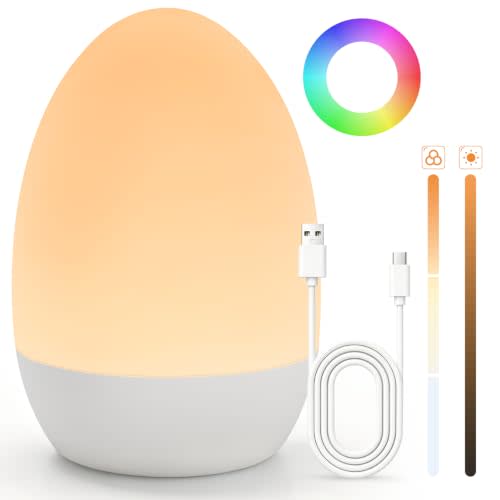 Egg Light for Nursery, 17 Color Modes, Baby Night Light for Breastfeeding | Touch Night Light for Nursery, BPA-Free, Eye Caring, Rechargeable and Dimmable, Portable Egg Lamp for Newborn