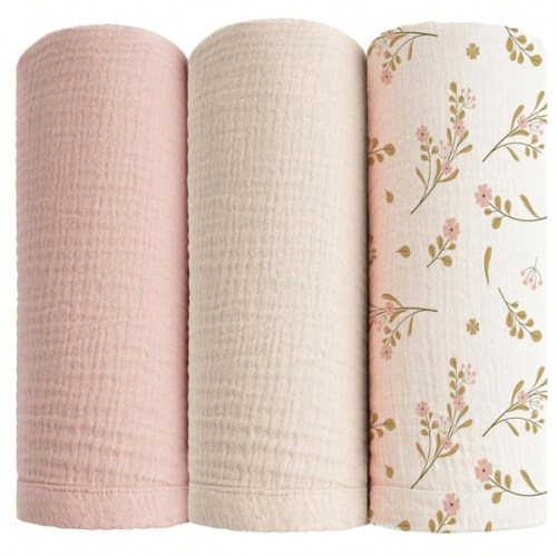 Newborn Muslin Swaddle Blanket, Unisex Drool Bibs, Multi-Functional Blanket Can Be Used As Drool Bib, Burp Cloth, Stroller Cover, Car Seat Cover, Suitable For Baby Boys And Girls, Breathable And Skin-Friendly, Essential For Babies, Great For Registry And