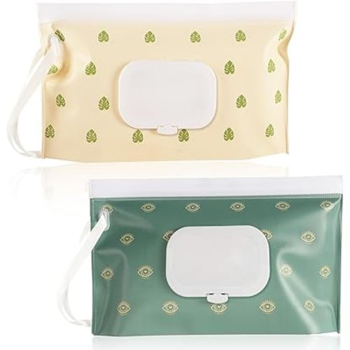 FEBSNOW 2 Pack Baby Wipe Dispenser, Portable Wet Wipe Holder Container