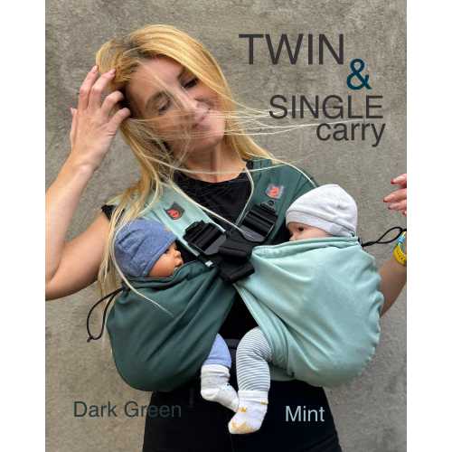 Twin and Single hip carrier, Twins baby carrier, for baby’s and toddler twin, Can be used separately, Cotton Green and Mint twin carrier
