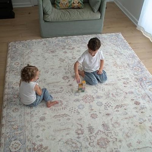 Luxurious Large Soft Baby Play Mat - Soft Padded Play Mat for Babies - Rebound Foam Memory Foam Mat - Non Toxic Baby Play Rug - Large Baby Floor Mat for Tummy Time (Blue/Brown Distressed 140x200cm)