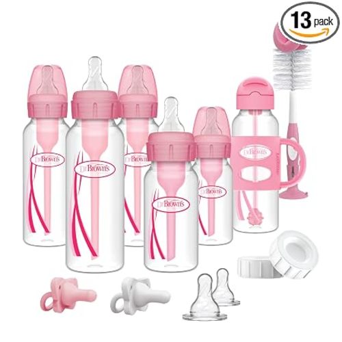 Dr. Brown's Anti-Colic Options+ Narrow and Sippy Straw Bottle Gift Set, 0m+