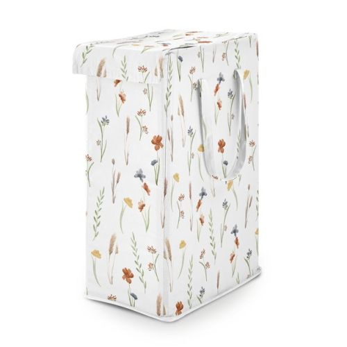 Sweet Jojo Designs Girl Foldable Laundry Hamper With Handles Watercolor Floral Garden Multicolor