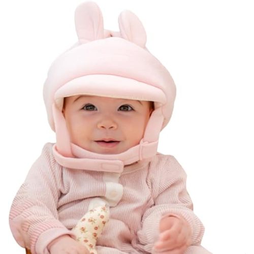 AGUARD Baby Head Protector- Baby Helmet Cotton, Adjustable & Ultra-Lightweight Head Protector for Crawling & Walking Infants, Toddlers (Bunny(Pink))