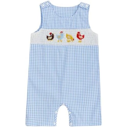 Newborn Baby Boys Sleeveless Seersucker Romper One Piece Straps Overalls Striped Jumpsuit Summer Smocked Clothes