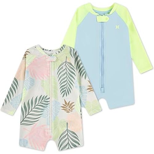 Hurley Unisex Baby 2-Pack Long Sleeve Rash Guard Coverall