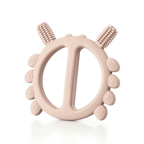 Haakaa Silicone Crab Baby Teether,Teething Toys,360°Baby Toothbrush Head for Infant Self-Brushing Training,Food-Grade Silicone,Blush