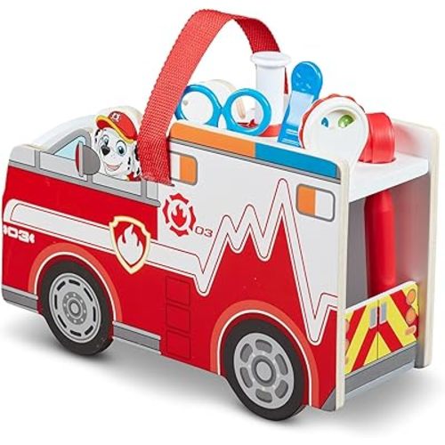 Melissa & Doug PAW Patrol Marshall's Wooden Rescue EMT Caddy (14 Pieces)