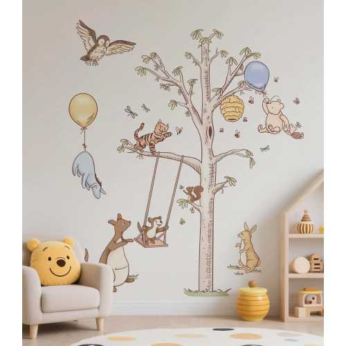 Classic Pooh Bear Wall Decal Vintage Nursery Wall Art, Woodland Baby Room Decor, Removable Wall Sticker