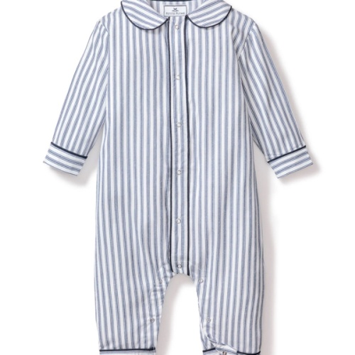 Baby's Twill Cambridge Romper in Navy French Ticking