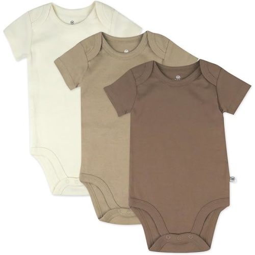 HonestBaby unisex-baby 3-pack Short Sleeve Bodysuits One-piece 100% Organic Cotton for Infant Baby Boys, Girls, Unisex