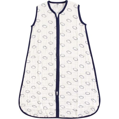 Hudson Baby Unisex Baby Muslin Cotton Sleeveless Wearable Sleeping Bag, Sack, Blanket, Football, 0-6 Months